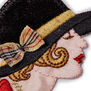 Lady in a cloche hat embroidery patch